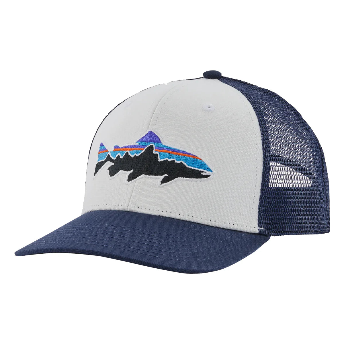 Patagonia Fitz Roy Trout Trucker Hat White w/New Navy