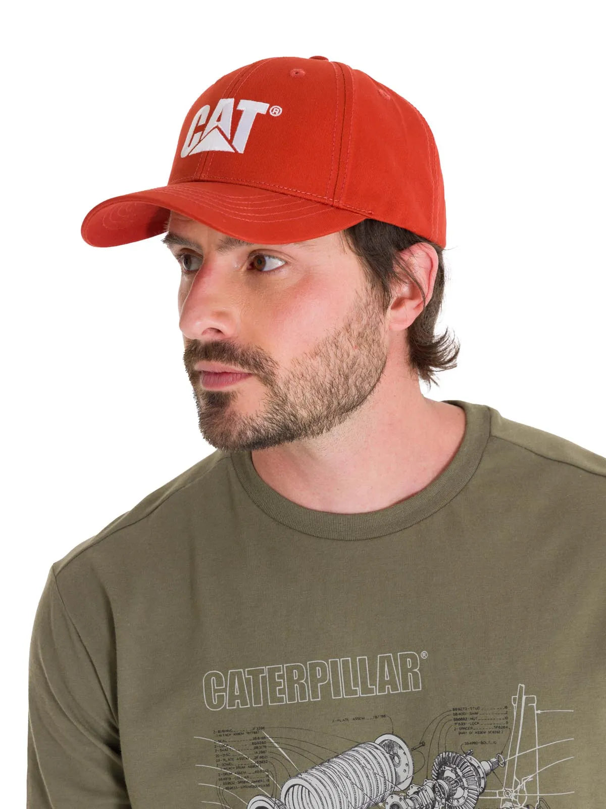 Jockey Con Broche Casual Hombre Cat Logo Hat Rojo Cat