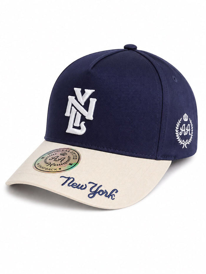 Gorra Double AA Curvo Azul Marino NY Visera Crema
