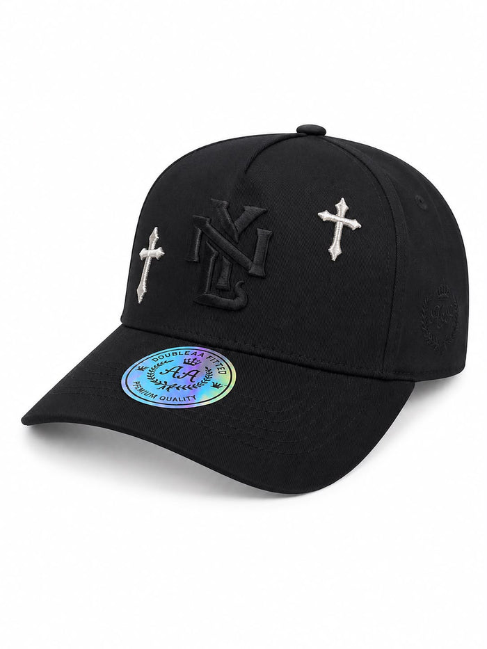Gorra Double AA Curvo Negro NY Cruces