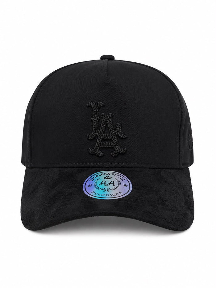 Gorra Double AA Curvo Negro LA Gamuza