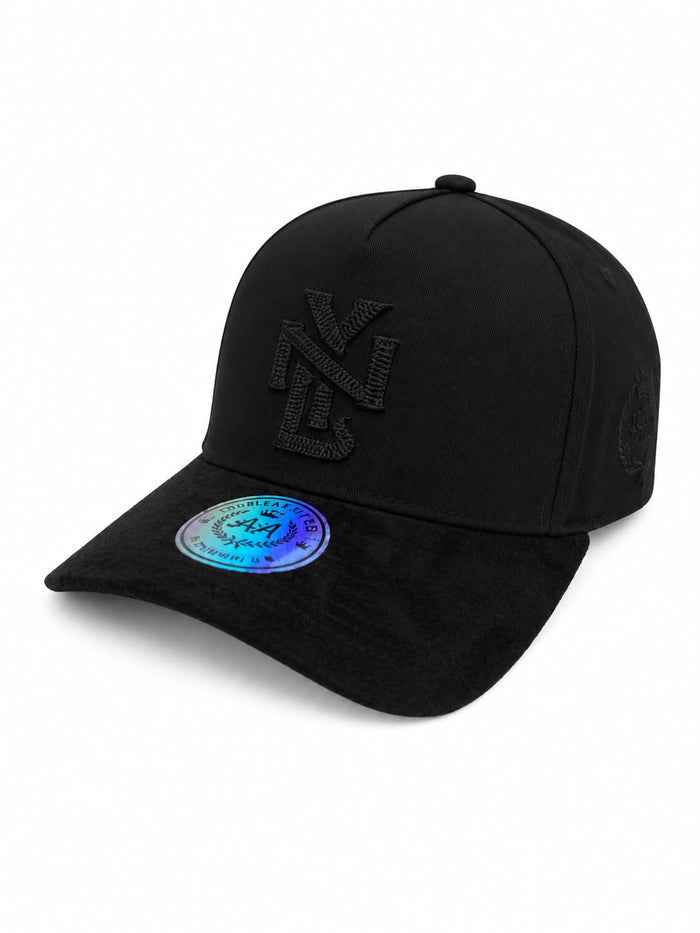 Gorra Double AA Curvo Negro NY Visera Gamuza