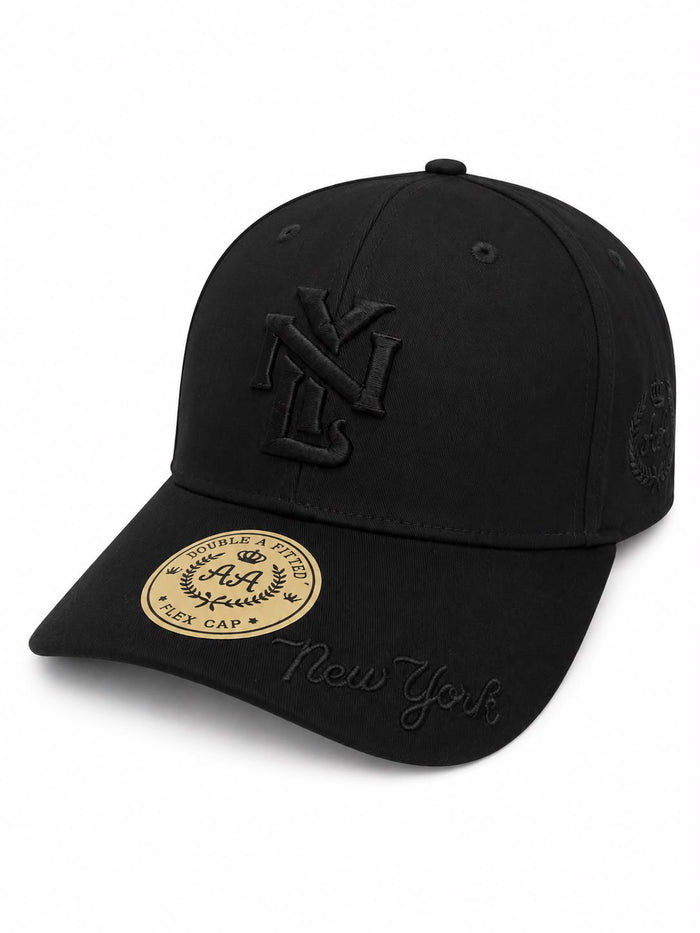 Gorra Double AA Curvo Negro NY Script Dorado