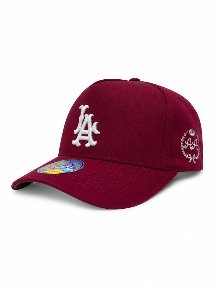 Gorra Double AA Curvo Burdeo LA
