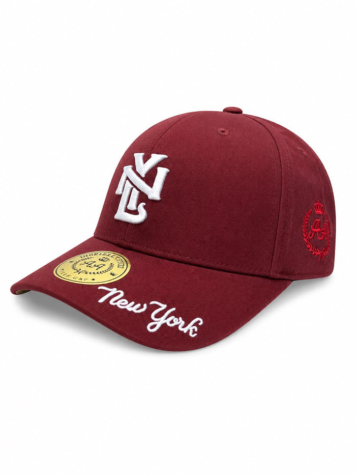 Gorra Double AA Curvo Burdeo NY Script