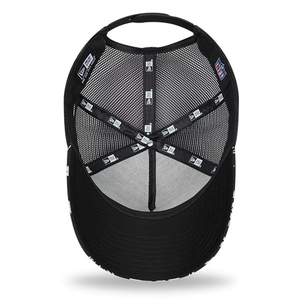 Jockey New Era NFL All Over Print Black A-Frame Trucker Cap