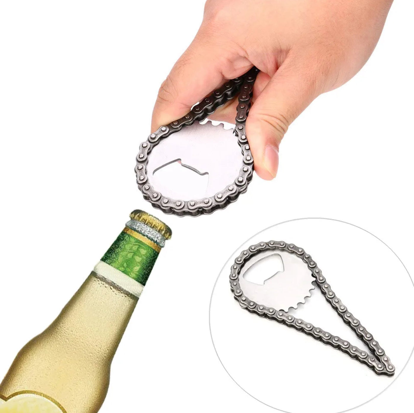 Abridor destapador de botellas cadena de bicicleta