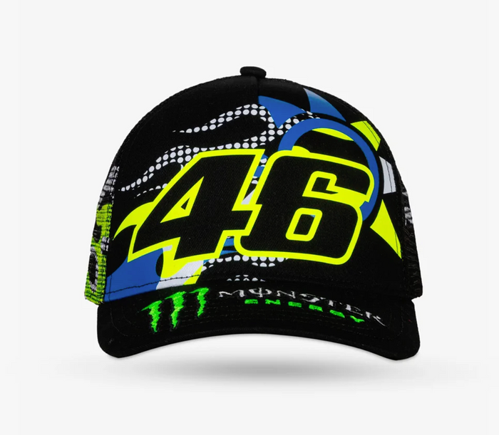 Gorra VR46 Monster Energy Trucker Negra 46 Valentino Rossi Sol y Luna