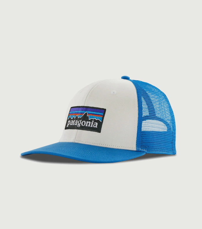 Gorro Patagonia P-6 Logo Trucker Hat White w/Vessel Blue