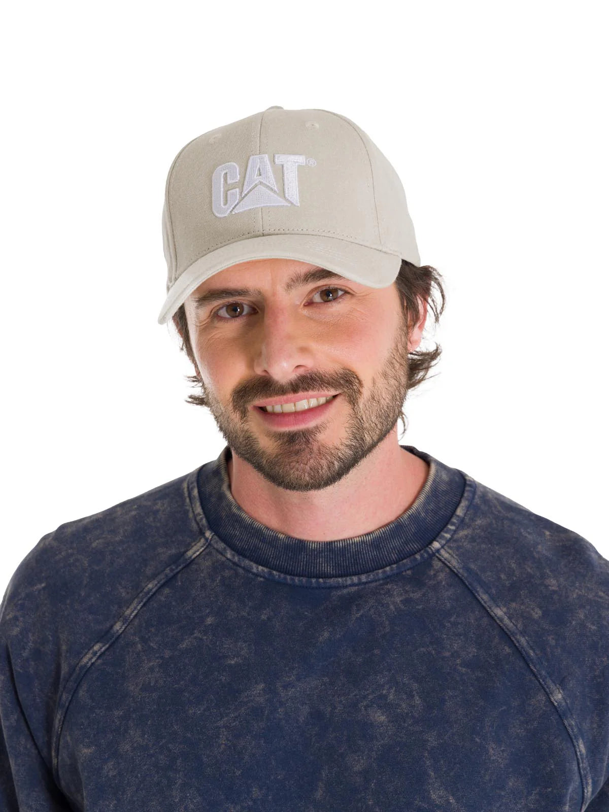 Gorra Con Hebilla Casual Unisex Pigment Dyed Cat Logo Hat Beige Cat
