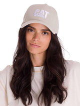 Gorra Con Hebilla Casual Unisex Pigment Dyed Cat Logo Hat Beige Cat