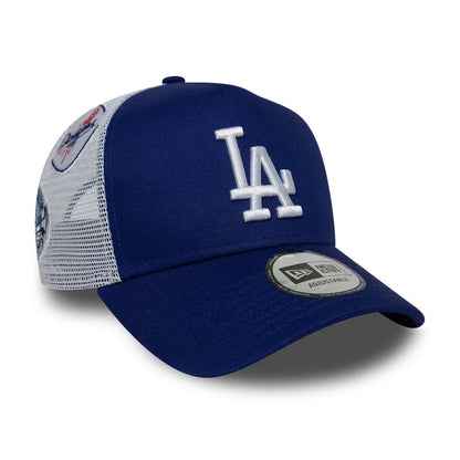 Gorra de camionero azul marino con múltiples parches de los Dodgers de Los Ángeles