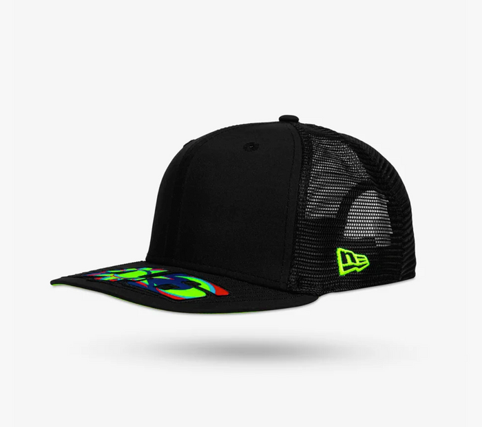 Gorra VR46 Valentino Rossi 46 New Era Snapback Visera Plana Negra