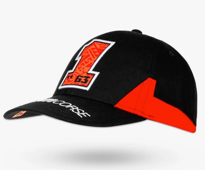 Gorra Ducati Corse Pecco Bagnaia 1 Campeón Negra Naranja