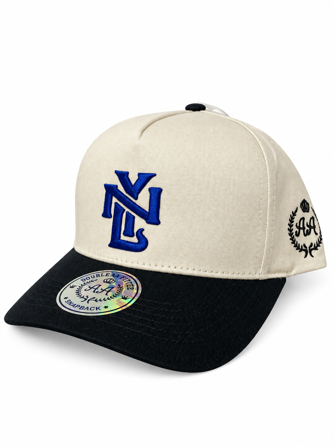 Gorra Double AA Curvo Crema Negro NY