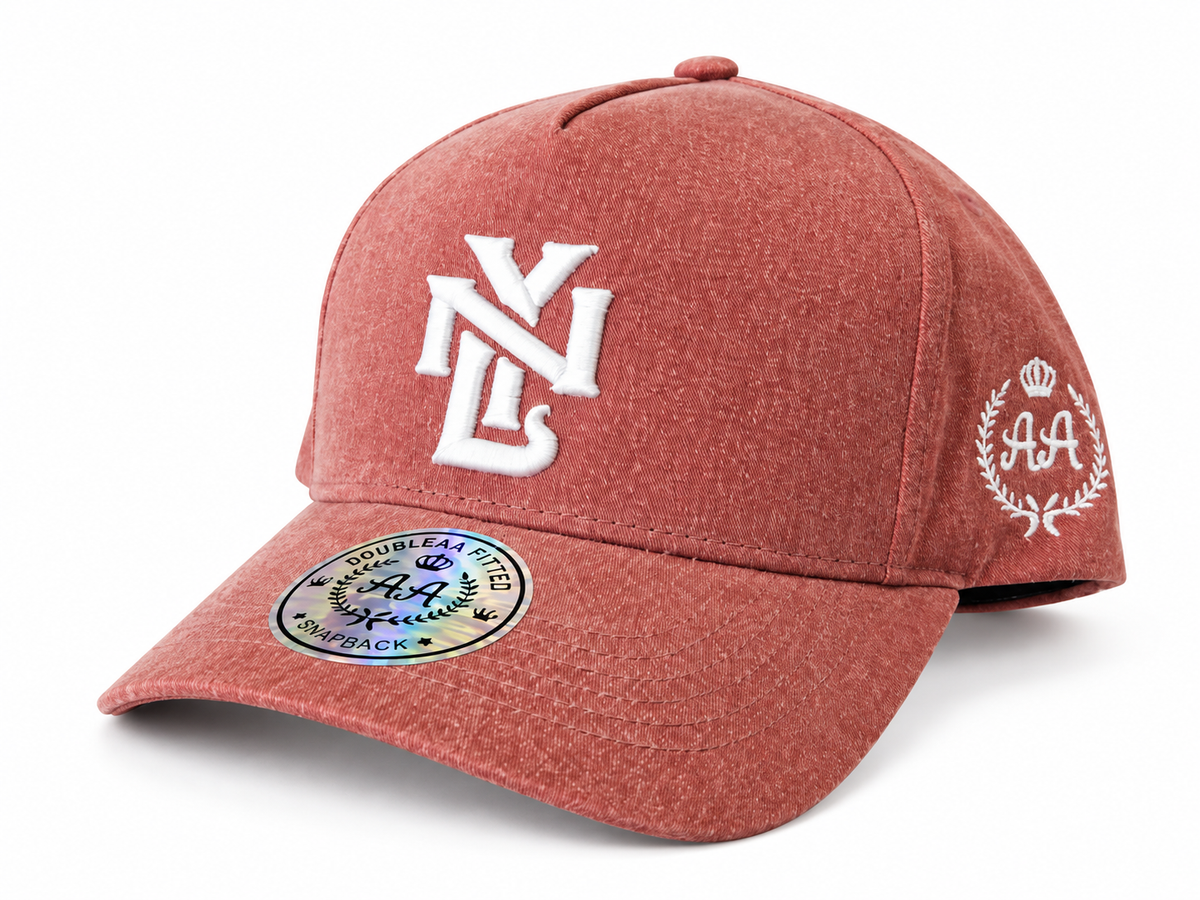 Gorra Double AA Snapback Rojo Lavado NY Blanco
