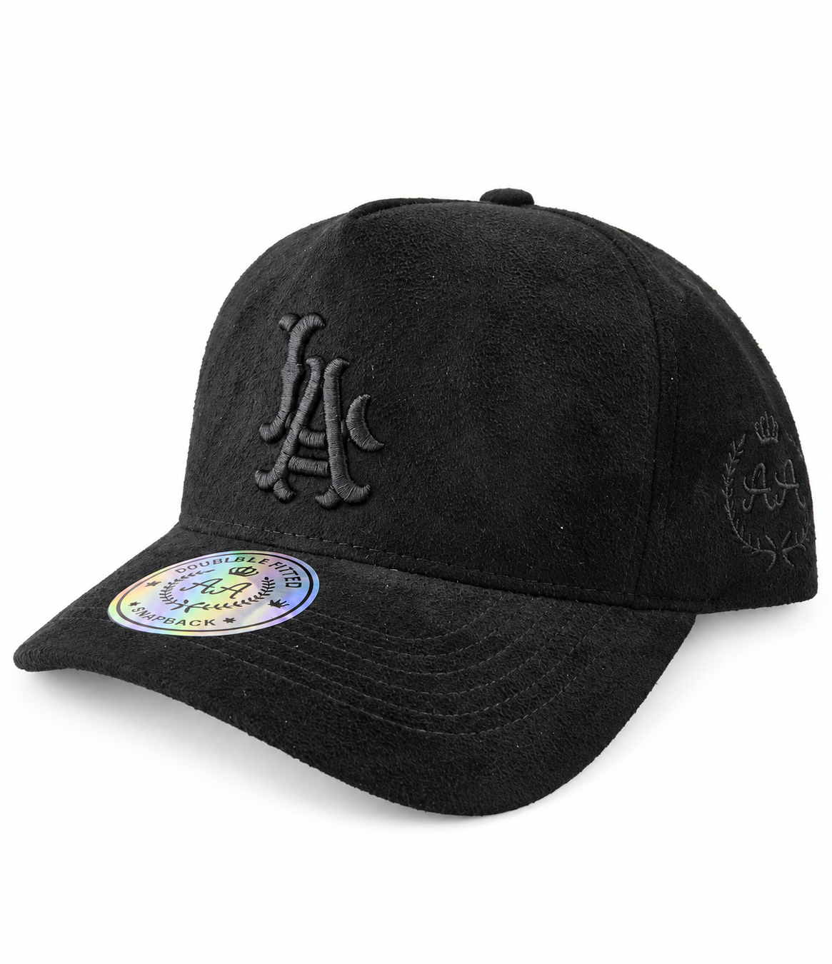 Gorra Double AA Curvo Negro Gamuza LA