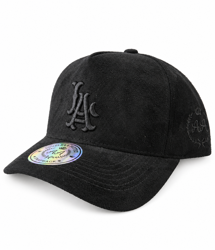 Gorra Double AA Curvo Negro Gamuza LA