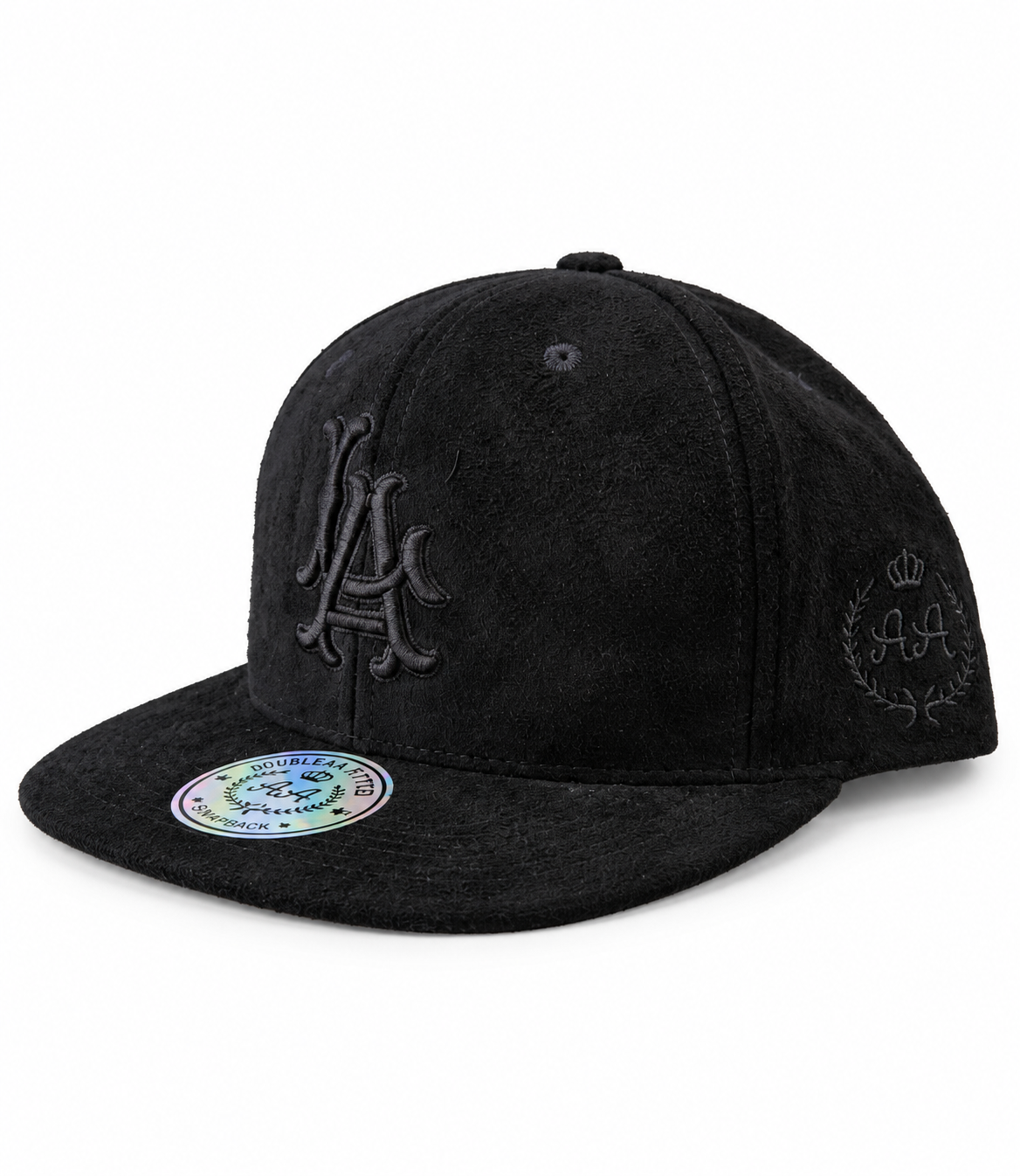 Gorra Double AA Plano Negro Gamuza LA