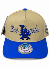 Gorra Double AA Snapback Beige Azul LA Los Angeles