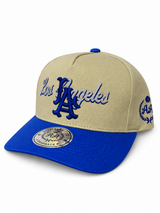Gorra Double AA Snapback Beige Azul LA Los Angeles