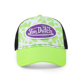 Gorra Von Dutch Vegan Pony Hair Trucker Hat -Lime Green Cow Print