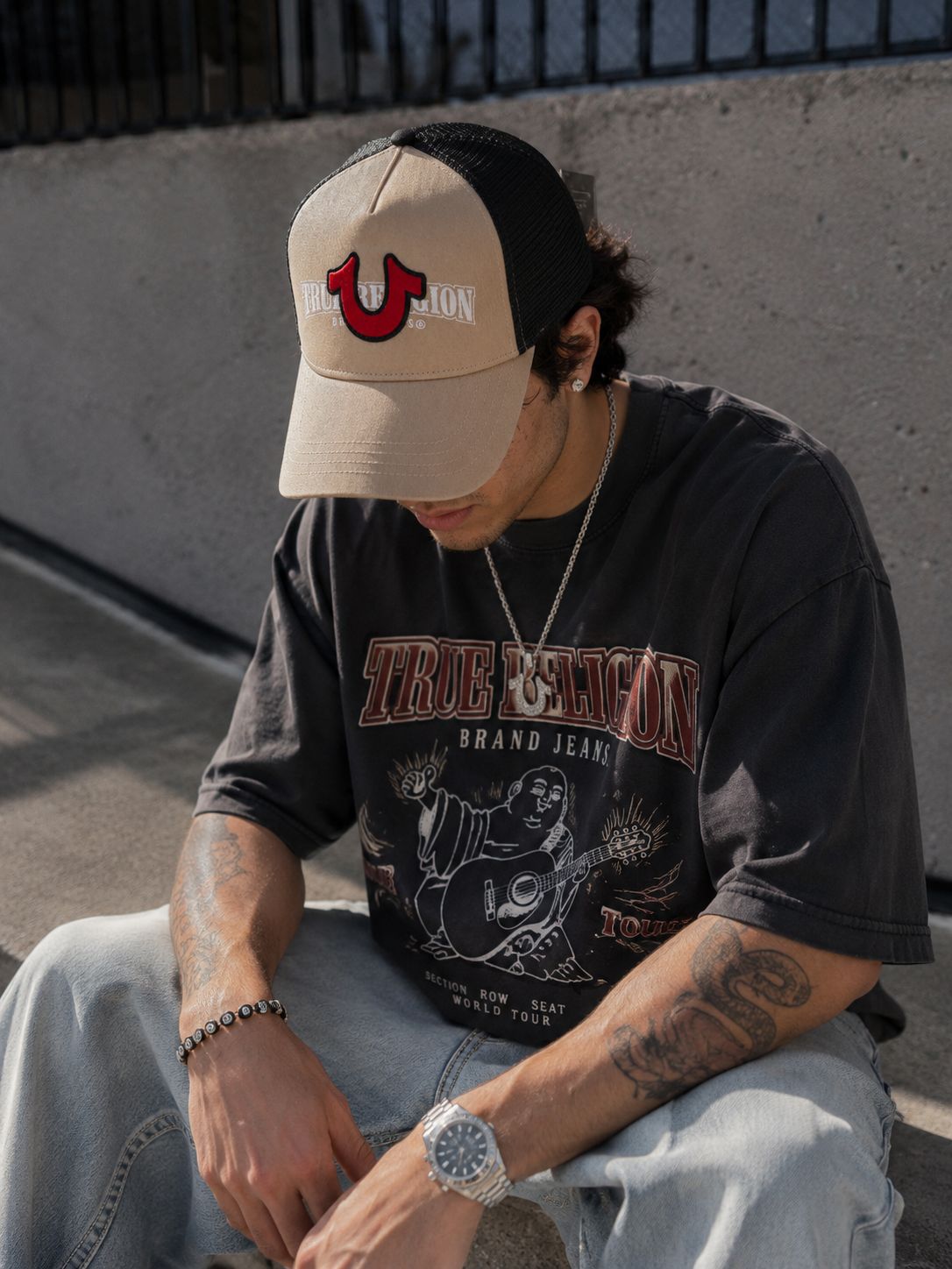 Gorra True Religion Trucker Patch Tan/Negro