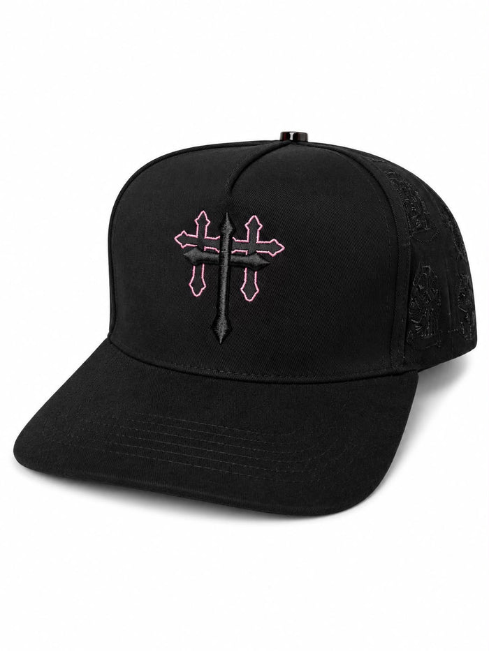 Gorra Snapback Cruces Contorno Rosa Negra Premium Cap