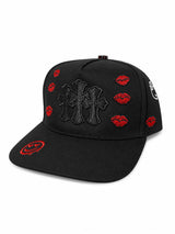 Gorra Snapback Cruces y Labios Negra Roja Premium Cap