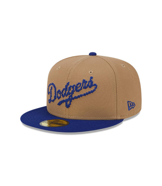 Gorra New Era 59Fifty Los Angeles Dodgers MLB 8-Bit Wordmark Beige
